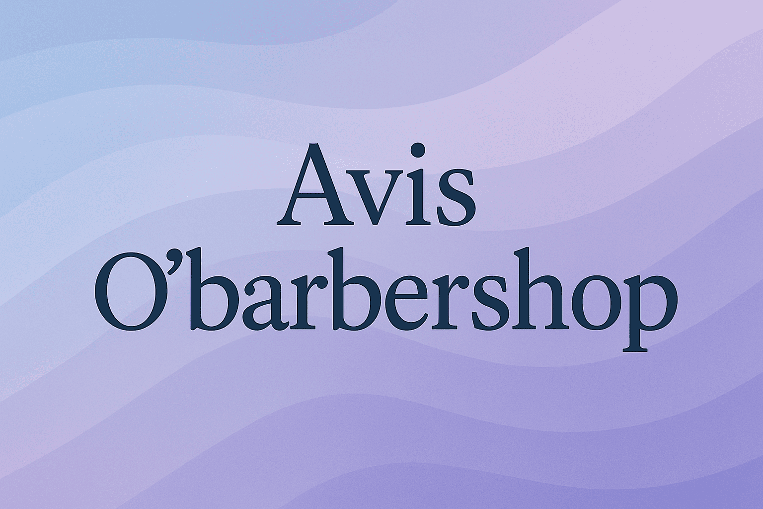 Illustration douce en format paysage montrant le texte « Avis O'barbershop » sur un fond aux courbes pastel
