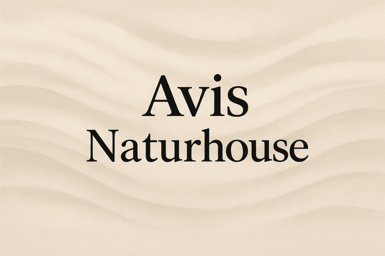 Texte Avis Naturhouse en typographie noire sur fond beige clair